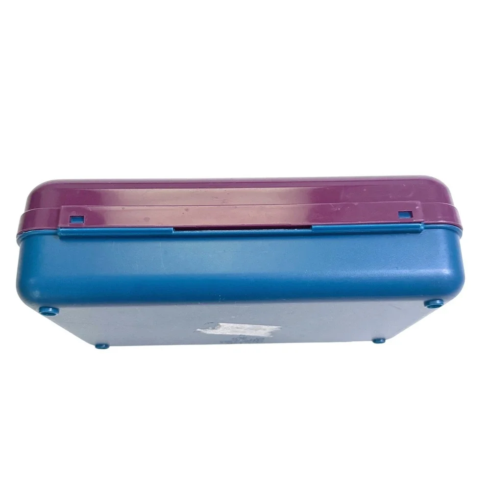 Spacemaker Pencil Box Purple Teal Vintage 90s Plastic School Supply Storage Case